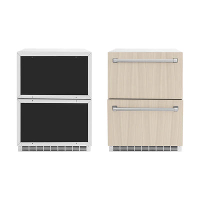 ZLINE 24 in. Touchstone 168 Can Outdoor-Rated Dual Refrigerator Drawer with Panel-Ready Doors (RDSPO-24)