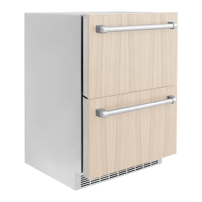 ZLINE 24 in. Touchstone 168 Can Outdoor-Rated Dual Refrigerator Drawer with Panel-Ready Doors (RDSPO-24)