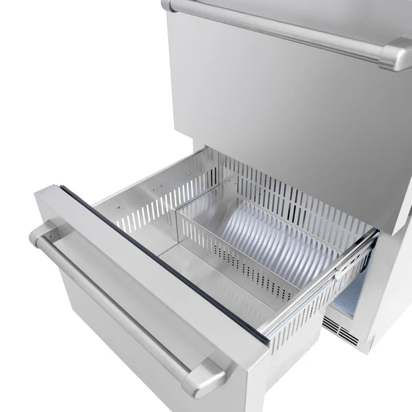 ZLINE 24 in. Touchstone 168 Can Outdoor-Rated Dual Refrigerator Drawer with Stainless Steel Doors (RDSO-ST-24)