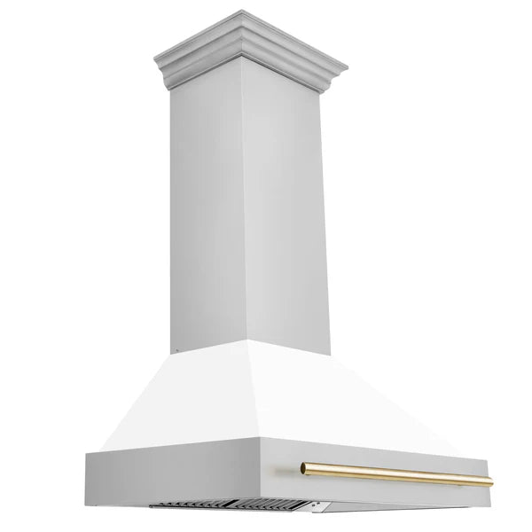 ZLINE 36 in. Autograph Edition Stainless Steel Range Hood with White Matte Shell and Accents (8654STZ-WM36)