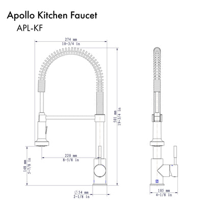 ZLINE Kitchen and Bath, ZLINE Apollo Kitchen Faucet (APL-KF), APL-KF-BN, ZLINE Apollo Kitchen Faucet Stainless Steel | Rustic Kitchen and Bath