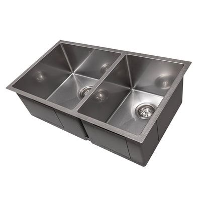 ZLINE 33" Chamonix Undermount Double Bowl DuraSnow® Stainless Steel Kitchen Sink with Bottom Grid (SR60D-33S)