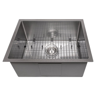 ZLINE 23" Meribel Undermount Single Bowl DuraSnow® Stainless Steel Kitchen Sink with Bottom Grid (SRS-23S)