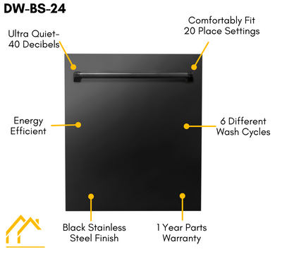 ZLINE Package - 30 in. Dual Fuel Range, Range Hood, Microwave & Dishwasher in Black Stainless Steel, 4KP-RABRH30-MWDW