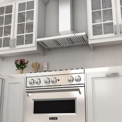 ZLINE 36" Kitchen Package with DuraSnow® Stainless Steel Gas Range with DuraSnow® Door and Convertible Vent Range Hood