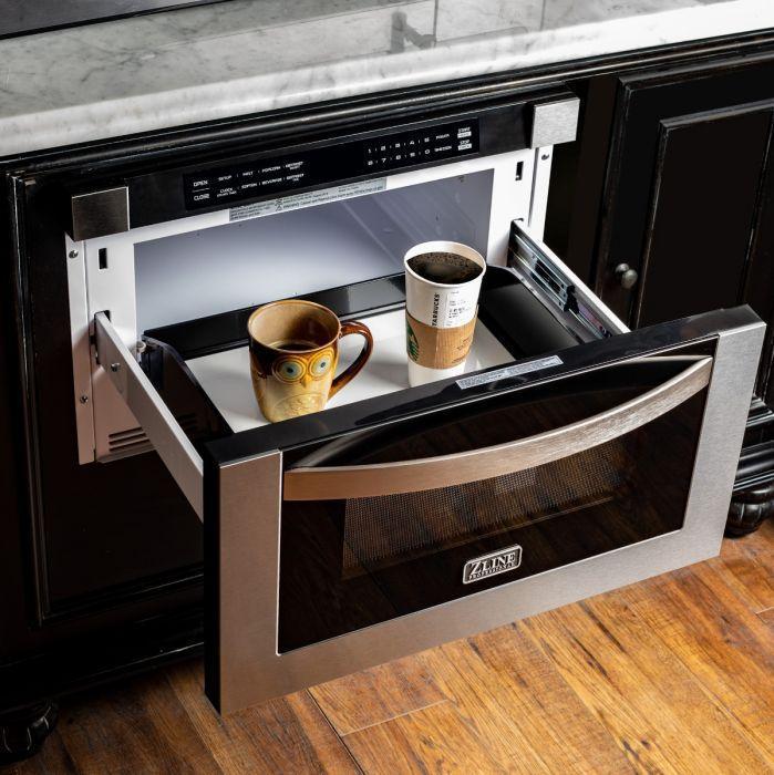 ZLINE 48" Kitchen Package with Stainless Steel Dual Fuel Range, Range Hood, Microwave Drawer and Dishwasher