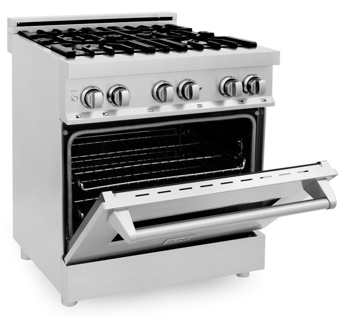 ZLINE 30" Kitchen Package with Stainless Steel Dual Fuel Range, Convertible Vent Range Hood and Dishwasher