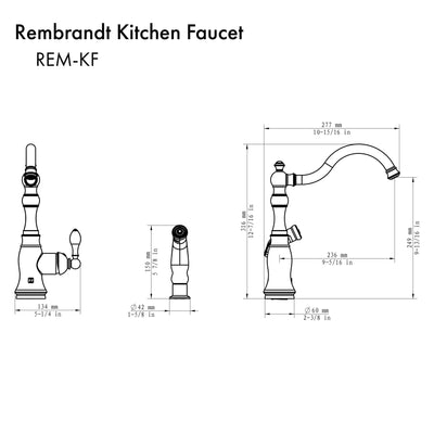 Therangehoodstore.com, ZLINE Rembrandt Kitchen Faucet With Color Options, REM-KF-BN,