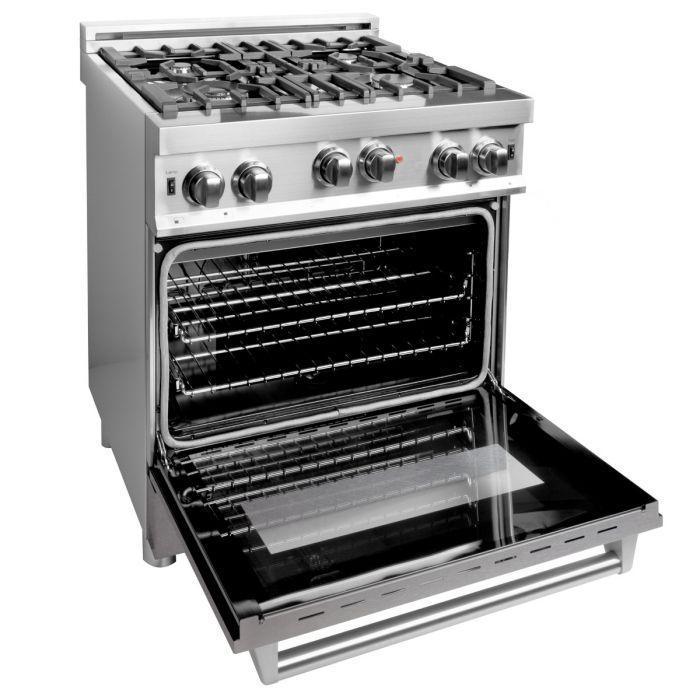 ZLINE 30" Kitchen Package with DuraSnow® Stainless Steel Gas Range with DuraSnow® Door and Convertible Vent Range Hood