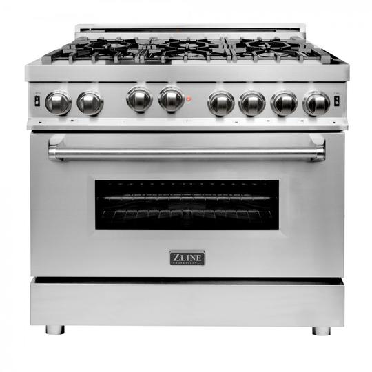 ZLINE 36" Kitchen Package with Stainless Steel Gas Range, Convertible Vent Range Hood and Dishwasher
