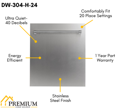 ZLINE 30" Kitchen Package with Stainless Steel Dual Fuel Range, Convertible Vent Range Hood and Dishwasher