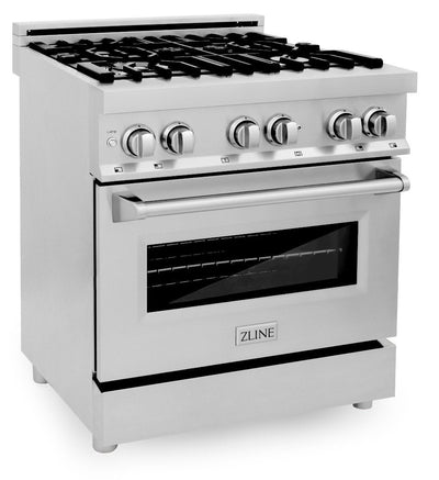 ZLINE 30" Kitchen Package with Stainless Steel Dual Fuel Range and Over The Range Microwave with Traditional Handle