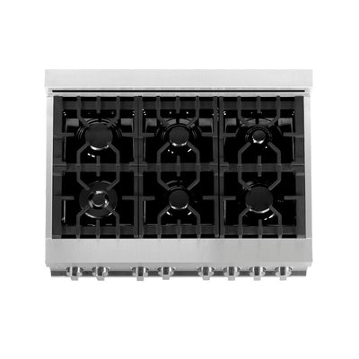 ZLINE 36" Kitchen Package with Stainless Steel Dual Fuel Range, Convertible Vent Range Hood and Tall Tub Dishwasher