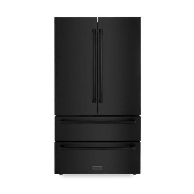 ZLINE Kitchen Package with Black Stainless Steel Refrigeration, 30" Dual Fuel Range and 30" Traditional Over the Range Microwave