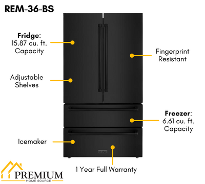 ZLINE Kitchen Package with Black Stainless Steel Refrigeration, 30" Gas Range and 30" Traditional Over the Range Microwave
