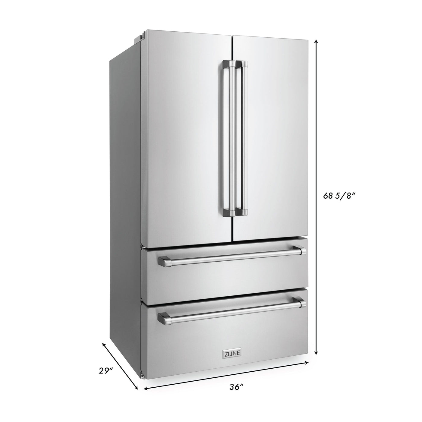 ZLINE Kitchen Package with Refrigeration, 30" Stainless Steel Gas Range, 30" Range Hood, Microwave Drawer, and 24" Tall Tub Dishwasher
