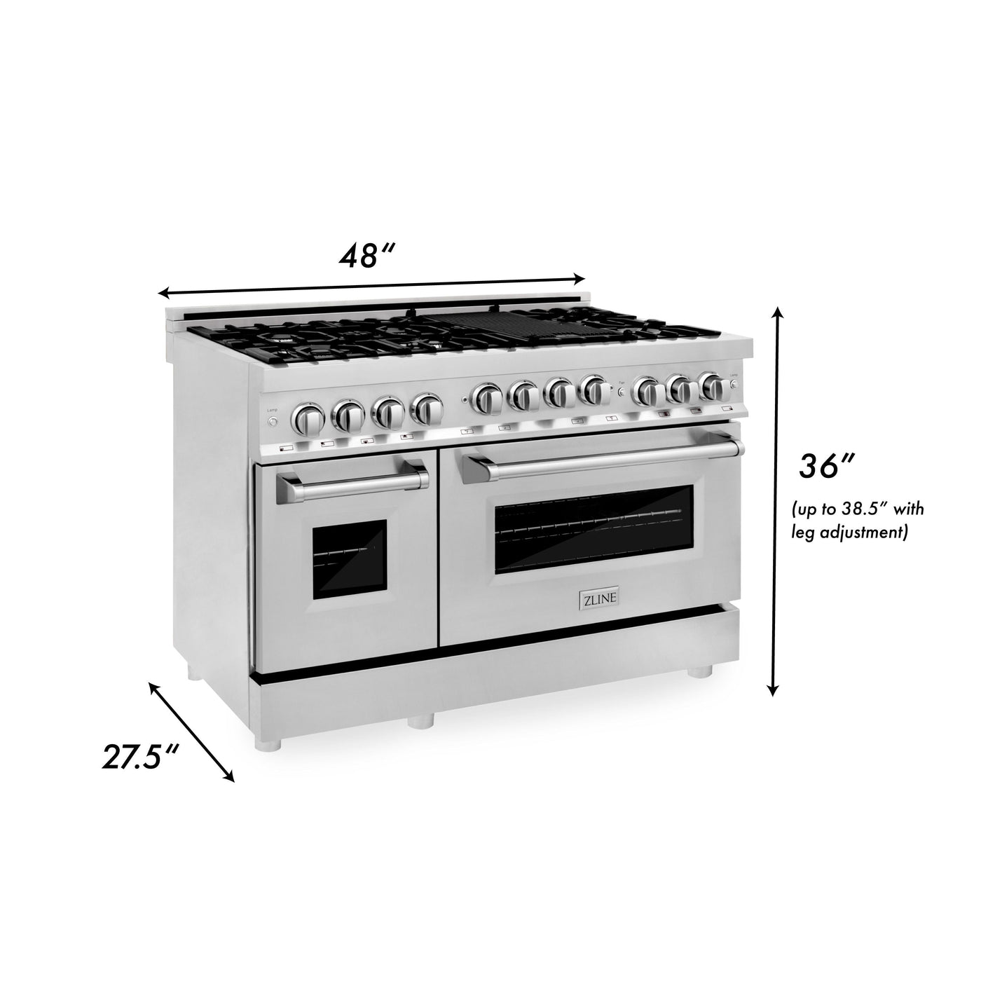 ZLINE Appliance Package - 48 in. Gas Range, Range Hood, Microwave Drawer, Dishwasher, 4KP-RGRH48-MWDW