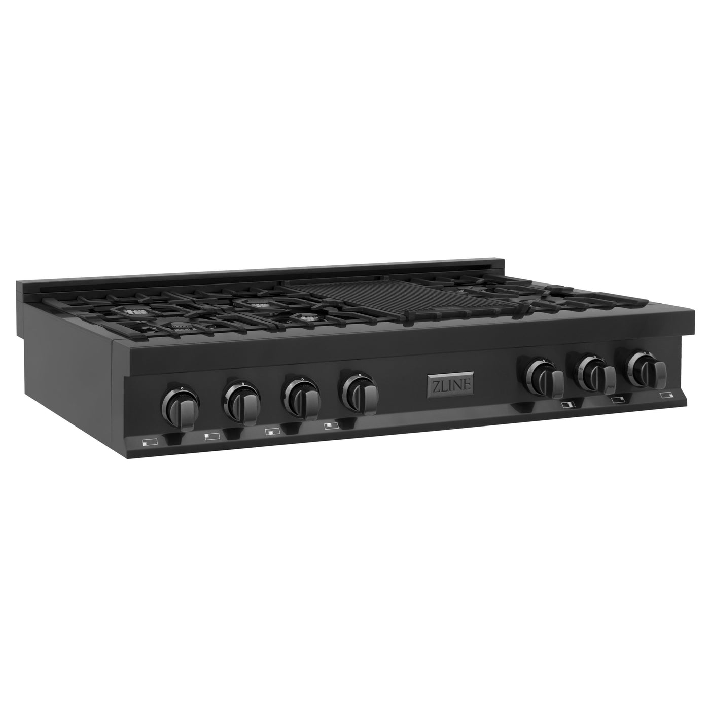 ZLINE 48" Porcelain Gas Stovetop in Black Stainless with 7 Gas Burners and Griddle (RTB-48)