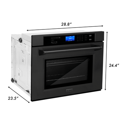 ZLINE Kitchen Package with 36" Black Stainless Steel Rangetop and 30" Single Wall Oven