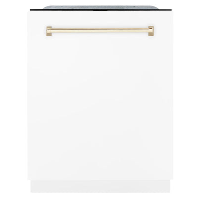 ZLINE Autograph Edition 24" 3rd Rack Top Touch Control Tall Tub Dishwasher in White Matte with Accent Handle
