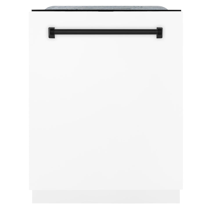 ZLINE Autograph Edition 24" 3rd Rack Top Touch Control Tall Tub Dishwasher in White Matte with Accent Handle