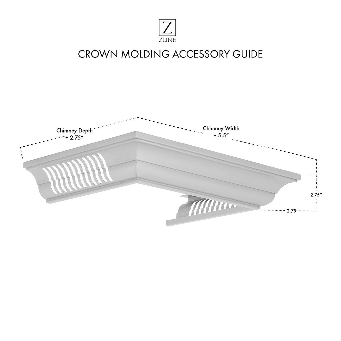 ZLINE Crown Molding in Stainless Steel with Built-in Bluetooth Speakers (CM6-BT-KF1/KF2)