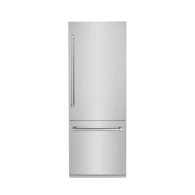 ZLINE 30" 16.1 cu. ft. Built-In 2-Door Bottom Freezer Refrigerator with Internal Water and Ice Dispenser in Stainless Steel (RBIV-304-30)