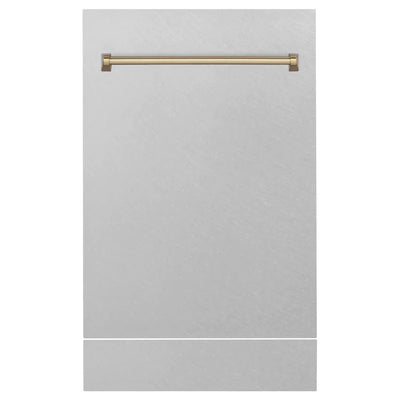 ZLINE 18 in. Autograph Edition Tallac Dishwasher Panel in DuraSnow Stainless Steel with Champagne Bronze Handle (DPVZ-SN-18-CB)