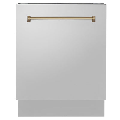 ZLINE Autograph Edition 24" 3rd Rack Top Control Tall Tub Dishwasher in Stainless Steel with Accent Handle