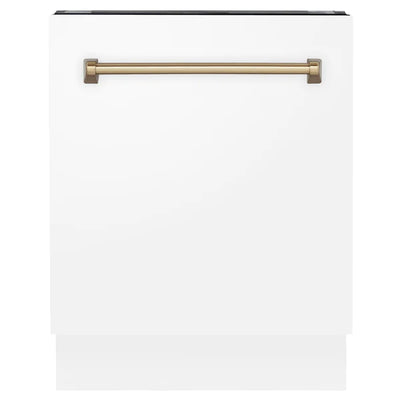 ZLINE Autograph Edition 24" 3rd Rack Top Control Tall Tub Dishwasher in White Matte with Accent Handle