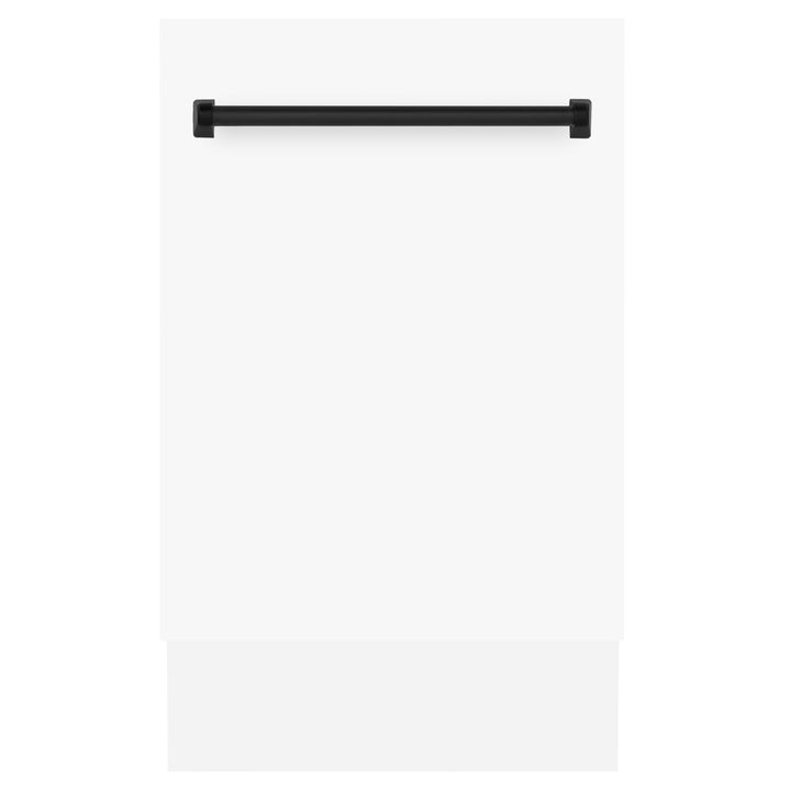 ZLINE Autograph Edition 18” Compact 3rd Rack Top Control Dishwasher in White Matte with Accent Handle