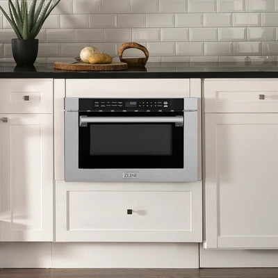 ZLINE 24" 1.2 cu. ft. Built-in Microwave Drawer with a Traditional Handle in Fingerprint Resistant Stainless Steel (MWD-1-SS-H)