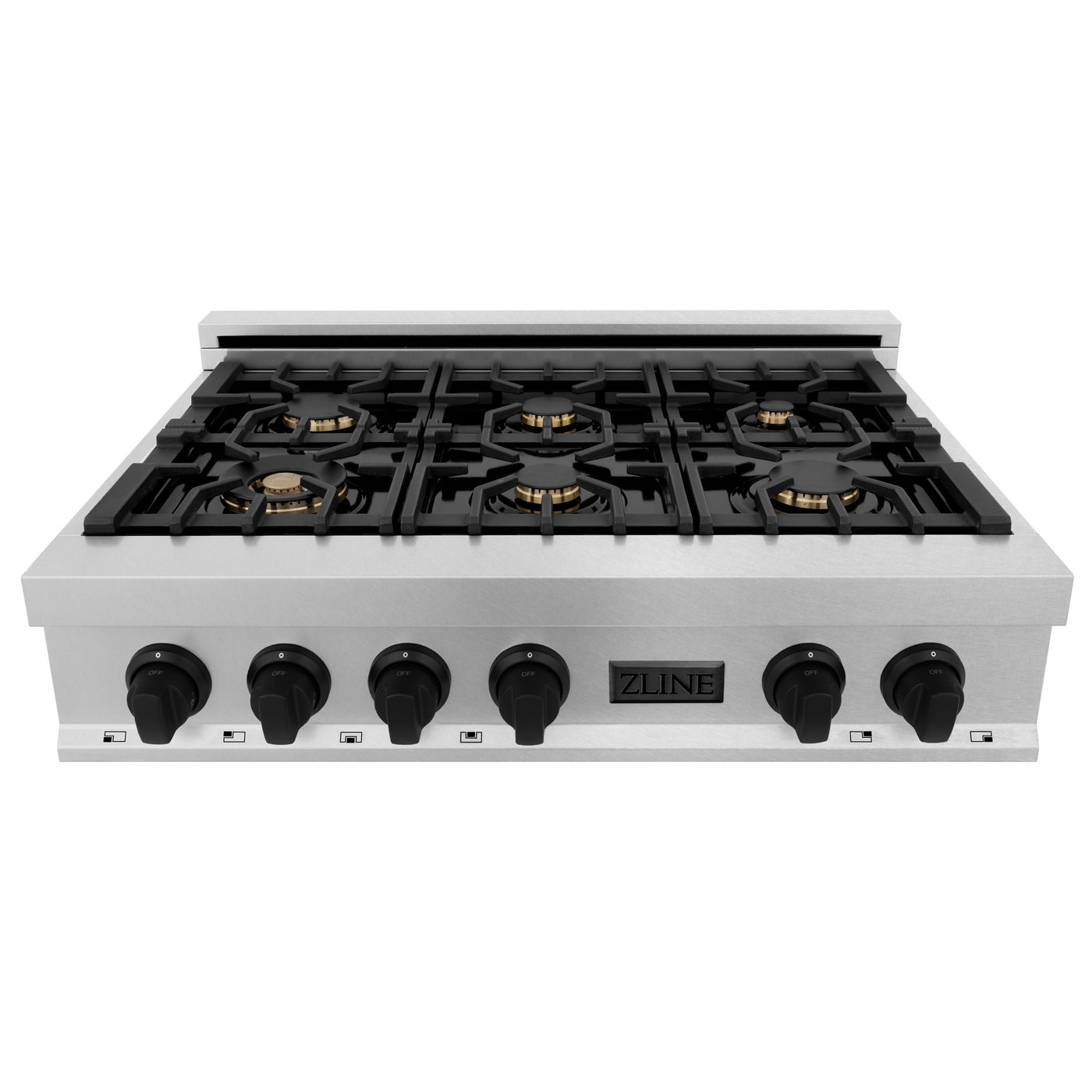 ZLINE Autograph Edition 36" Porcelain Rangetop with 6 Gas Burners in DuraSnow® Stainless Steel with Accents (RTSZ-36)