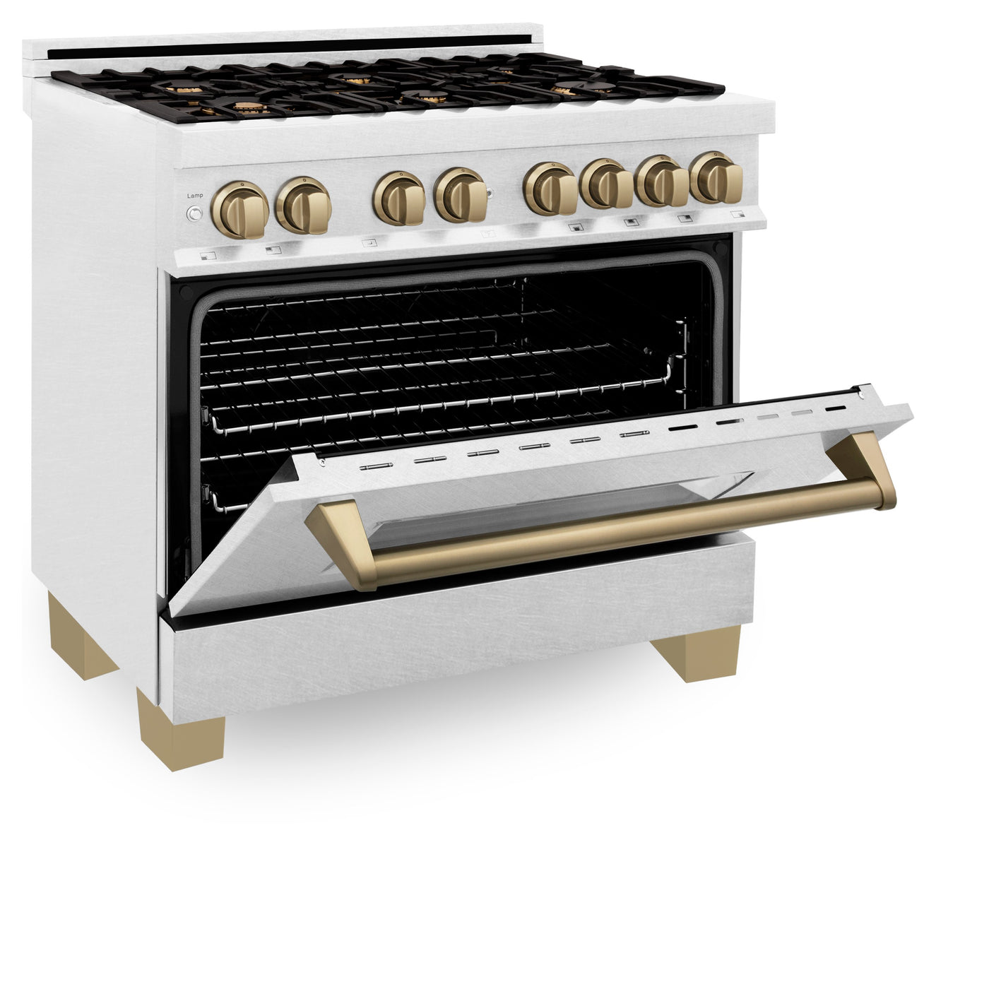 ZLINE Autograph Edition 36" 4.6 cu. ft. Dual Fuel Range with Gas Stove and Electric Oven in DuraSnow® Stainless Steel with Accents (RASZ-SN-36)