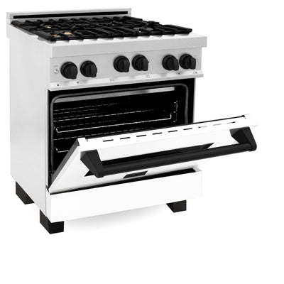 ZLINE Autograph Edition 30" 4.0 cu. ft. Range with Gas Stove and Gas Oven in DuraSnow® Stainless Steel with White Matte Door and Accents (RGSZ-WM-30)