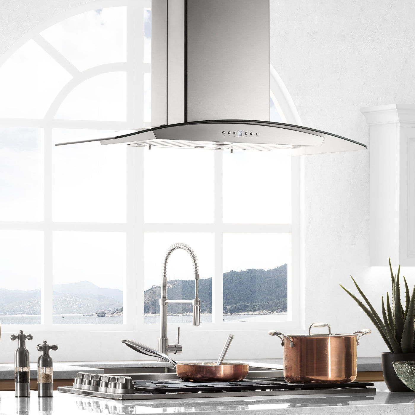 ZLINE Kitchen and Bath, ZLINE Island Mount Range Hood in Stainless Steel & Glass (GL5i), GL5i-30,