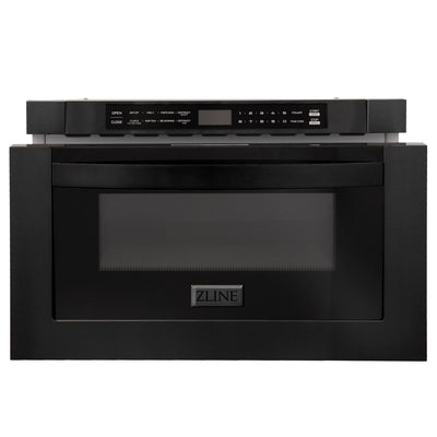 ZLINE 30" Kitchen Package with Black Stainless Steel Gas Range, Range Hood, Microwave Drawer and Dishwasher