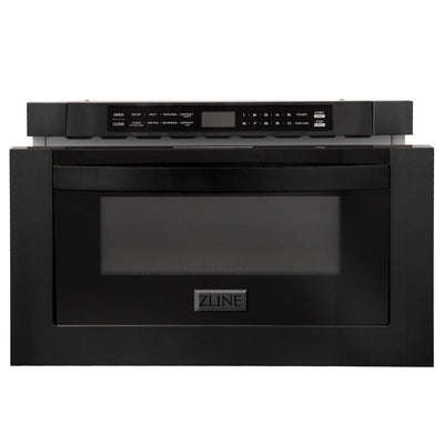ZLINE Kitchen Package with Black Stainless Steel Refrigeration, 36" Gas Range and Microwave Drawer