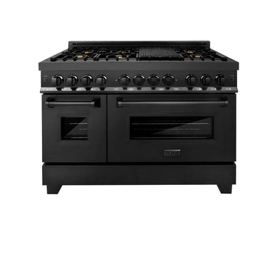 ZLINE 48" 6.0 cu. ft. Dual Fuel Range with Gas Stove and Electric Oven in Black Stainless Steel