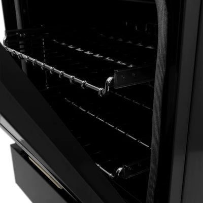 ZLINE Autograph Edition 24" 2.8 cu. ft. Dual Fuel Range with Gas Stove and Electric Oven in Black Stainless Steel with Gold Accents (RABZ-24)