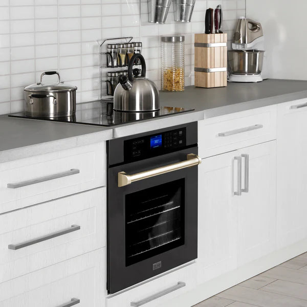 ZLINE 30" Autograph Edition Single Wall Oven with Self Clean and True Convection in Black Stainless Steel (AWSZ-30-BS)