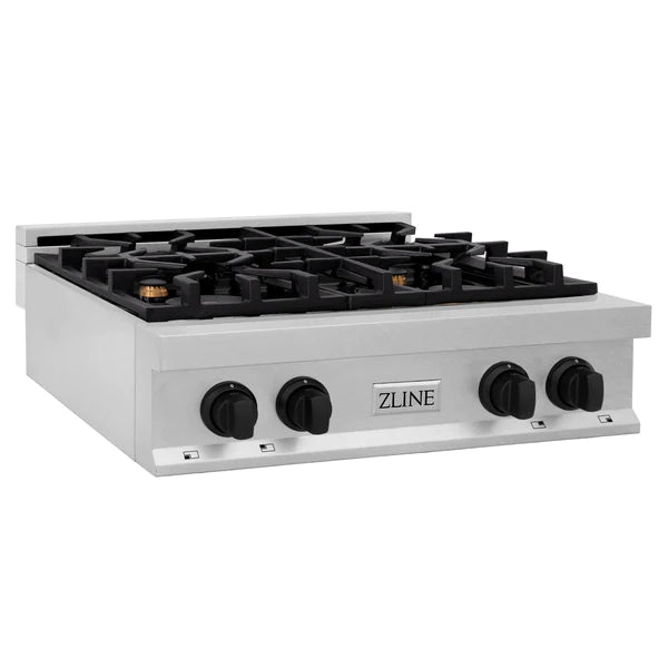 ZLINE Autograph Edition 30" Porcelain Rangetop with 4 Gas Burners in DuraSnow® Stainless Steel and Accents (RTSZ-30)