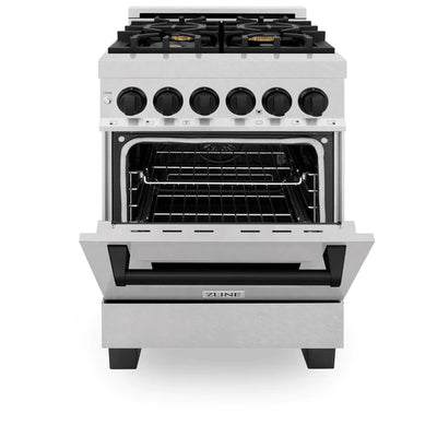 ZLINE Autograph Edition 24 in. 2.8 cu. ft. Dual Fuel Range with Gas Stove and Electric Oven in DuraSnow Stainless Steel with Accents (RASZ-SN-24)
