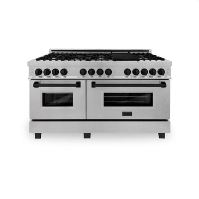 ZLINE Autograph Edition 60" 7.4 cu. ft. Dual Fuel Range with Gas Stove and Electric Oven in DuraSnow Stainless Steel with Accents (RASZ-60)