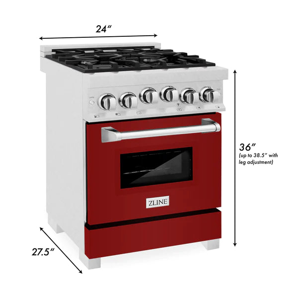 ZLINE 24 in. 2.8 cu. ft. Range with Gas Stove and Gas Oven in DuraSnow Stainless Steel (RGS-SN-24)