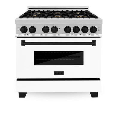ZLINE Autograph Edition 36" 4.6 cu. ft. Dual Fuel Range in Stainless Steel with White Matte Door and Accents (RAZ-WM-36)