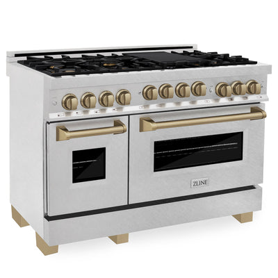 ZLINE Autograph Edition 48" 6.0 cu. ft. Range with Gas Stove and Gas Oven in DuraSnow® Stainless Steel with Accents (RGSZ-SN-48)