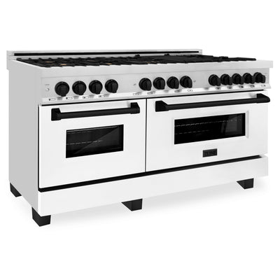 ZLINE Autograph Edition 60" 7.4 cu. ft. Dual Fuel Range in Stainless Steel with White Matte Door and Accents (RAZ-WM-60)