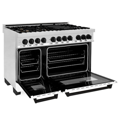 ZLINE Autograph Edition 48" 6.0 cu. ft. Dual Fuel Range in Stainless Steel with White Matte Door with Accents (RAZ-WM-48)