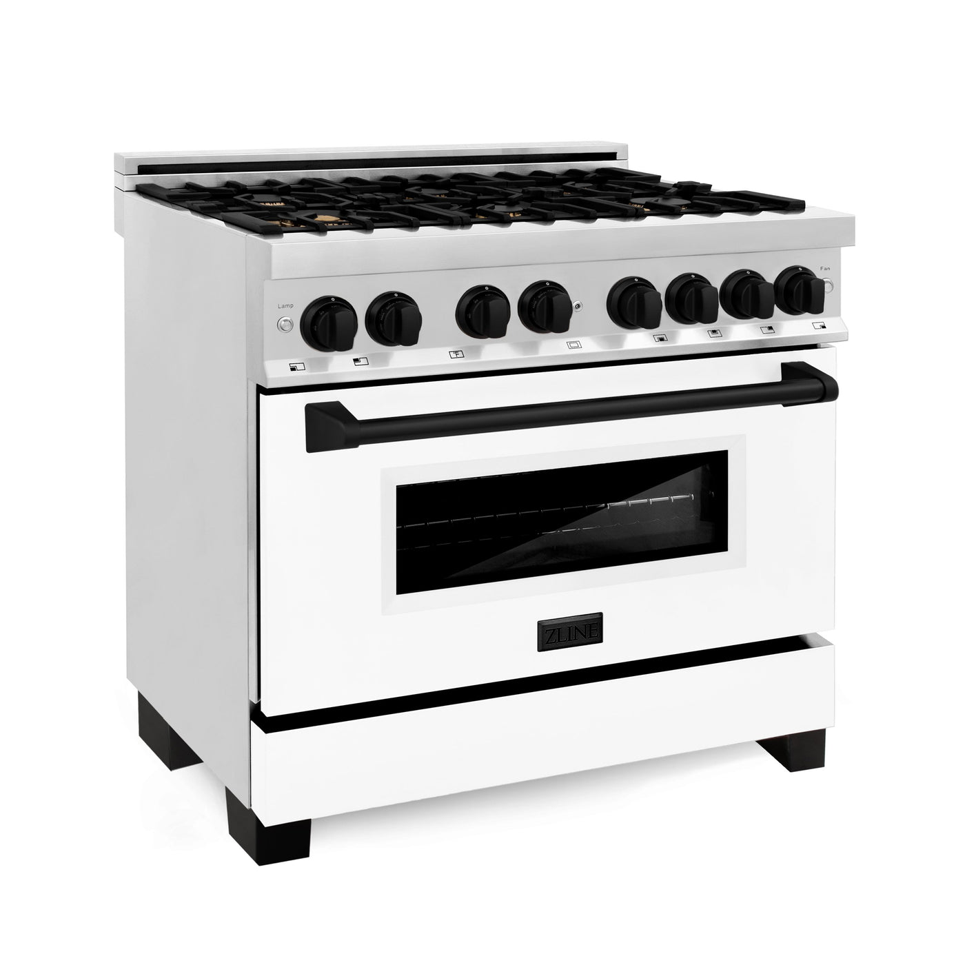 ZLINE Autograph Edition 36" 4.6 cu. ft. Dual Fuel Range in Stainless Steel with White Matte Door and Accents (RAZ-WM-36)